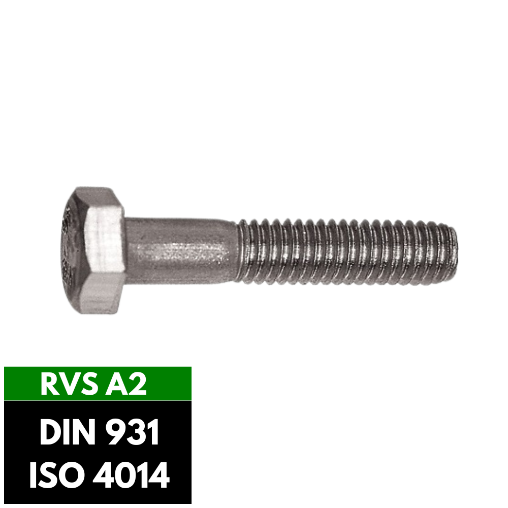 Zeskantbouten RVS A2 deeldraad