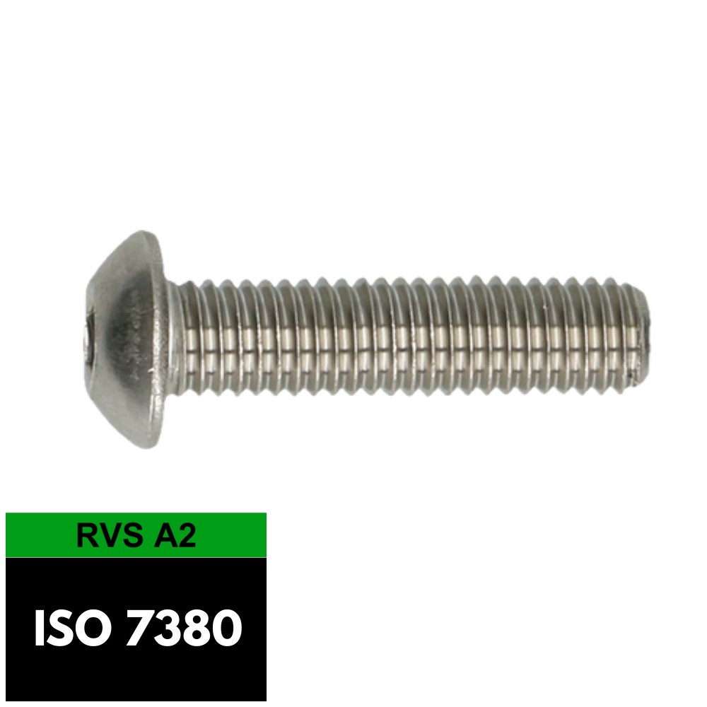 Laagbolkopschroef met binnenzeskant ISO 7380 RVS
