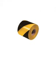 Afzetlint geel/zwart geblokt 8cm x 100m scheurvast