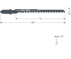 Decoupeerzaag ROTEC DC330 met rugvertanding hout 75mm, 5stuks